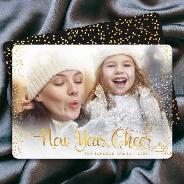Cartes Pour Fêtes Annuelles Nouvel an Cheer Gold Parties scintillant Points Ph (Créateur téléchargé)