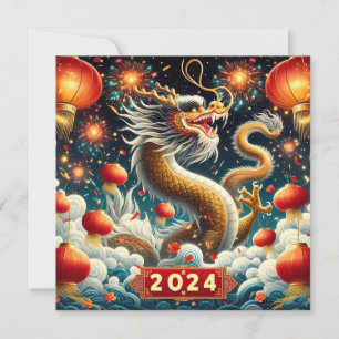 Cartes Pour Fêtes Annuelles Nouvel An chinois 2024 Année du Dragon