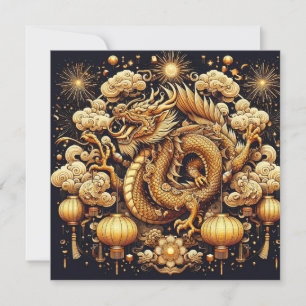 Cartes Pour Fêtes Annuelles Nouvel An chinois 2024 Année du Dragon
