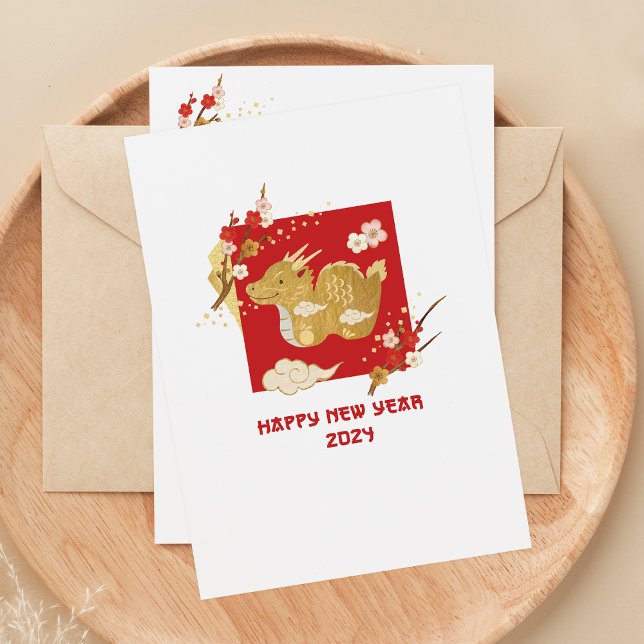 Cartes Pour Fêtes Annuelles Nouvel An Chinois 2024 Année Du Dragon (Créateur téléchargé)