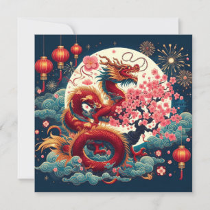 Cartes Pour Fêtes Annuelles Nouvel An chinois 2024 Année du Dragon