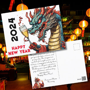 Cartes Pour Fêtes Annuelles Nouvel An chinois 2024 Célébration lunaire de drag