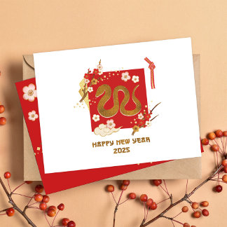 Cartes Pour Fêtes Annuelles Nouvel An Chinois 2025 Année Du Serpent