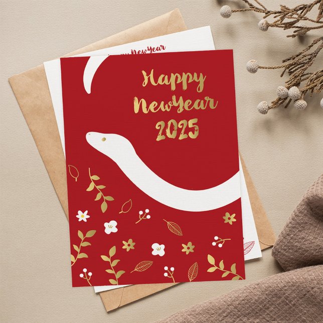 Cartes Pour Fêtes Annuelles Nouvel An Chinois 2025 Année Du Serpent (Créateur téléchargé)