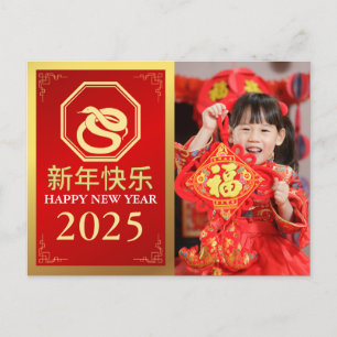 Cartes Pour Fêtes Annuelles Nouvel An Chinois 2025, Année Du Serpent Photo
