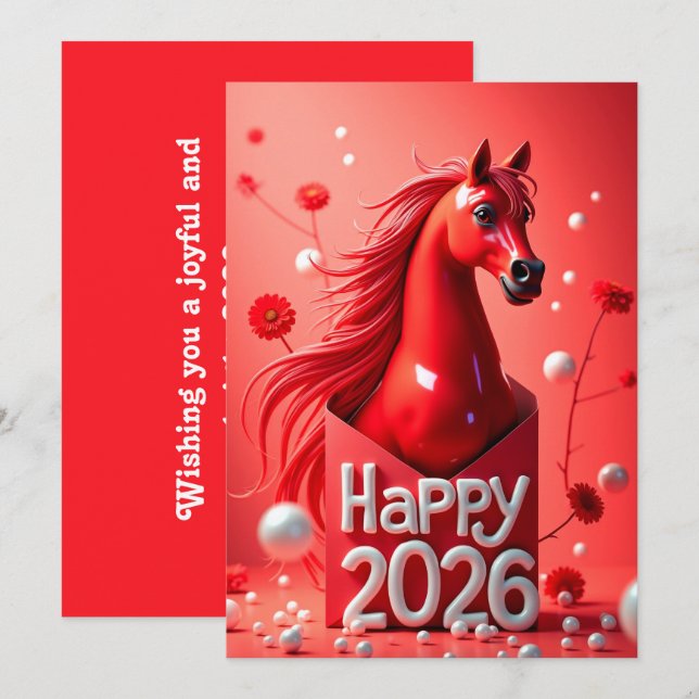 Cartes Pour Fêtes Annuelles Nouvel an chinois 2026 (Devant / Derrière)