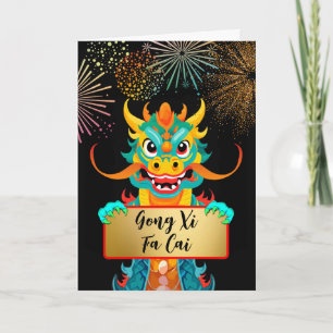Cartes Pour Fêtes Annuelles Nouvel An Chinois Dragon Gong Xi Fa Cai