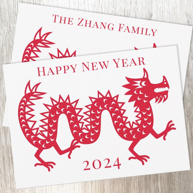Cartes Pour Fêtes Annuelles Nouvel An chinois du Dragon 2024 (Chinese New Year 2024 Year of the Dragon personalized greeting cards or digital download)