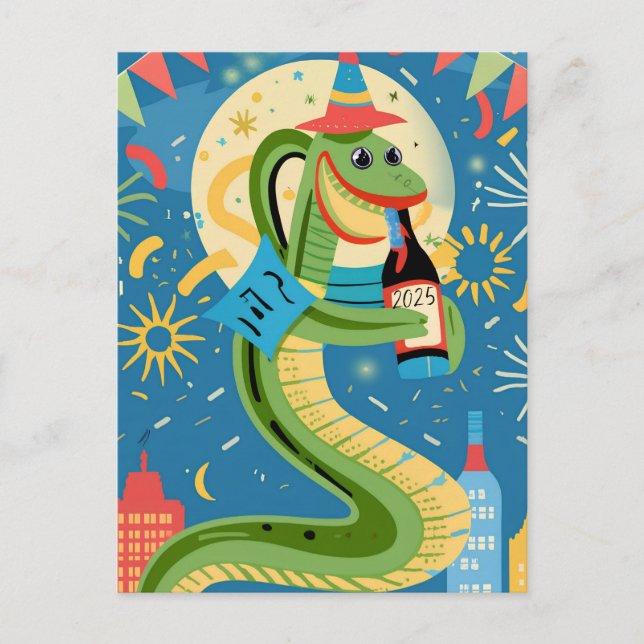 Cartes Pour Fêtes Annuelles Nouvel An Chinois Du Serpent À Bois 2025 (Devant)