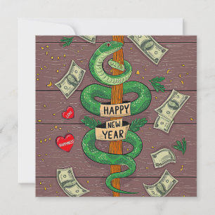 Cartes Pour Fêtes Annuelles Nouvel An Chinois Du Serpent À Bois 2025