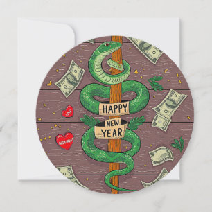 Cartes Pour Fêtes Annuelles Nouvel An Chinois Du Serpent À Bois 2025