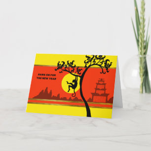 Cartes Pour Fêtes Annuelles Nouvel an chinois du singe qui bat