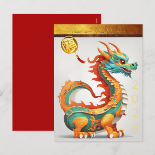 Cartes Pour Fêtes Annuelles Nouvel An chinois magnifique Dragon Anniversaire H