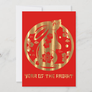 Cartes Pour Fêtes Annuelles Nouvel An Chinois Rouge Or de Lapin