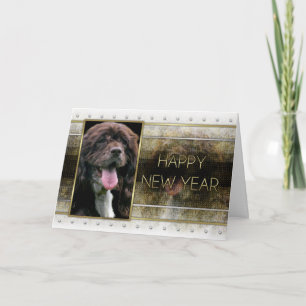 Cartes Pour Fêtes Annuelles Nouvel An - Élégance Dorée - Épagneul Cocker