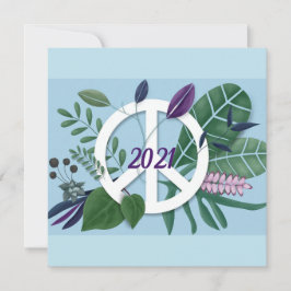 Cartes Pour Fêtes Annuelles Nouvel An Inspiration Paix Floral Bleu Plat
