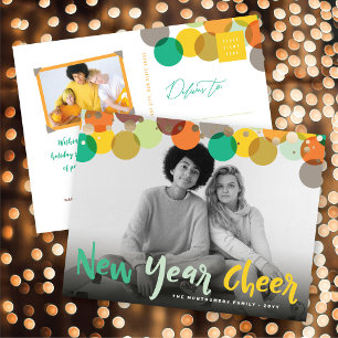Cartes Pour Fêtes Annuelles Nouvel An Joyeux Colorful & Fun Confetti Points Ph