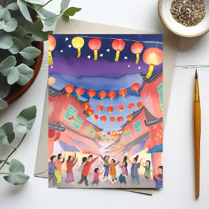 Cartes Pour Fêtes Annuelles Nouvel an lunaire chinois   Aquarelle de fête