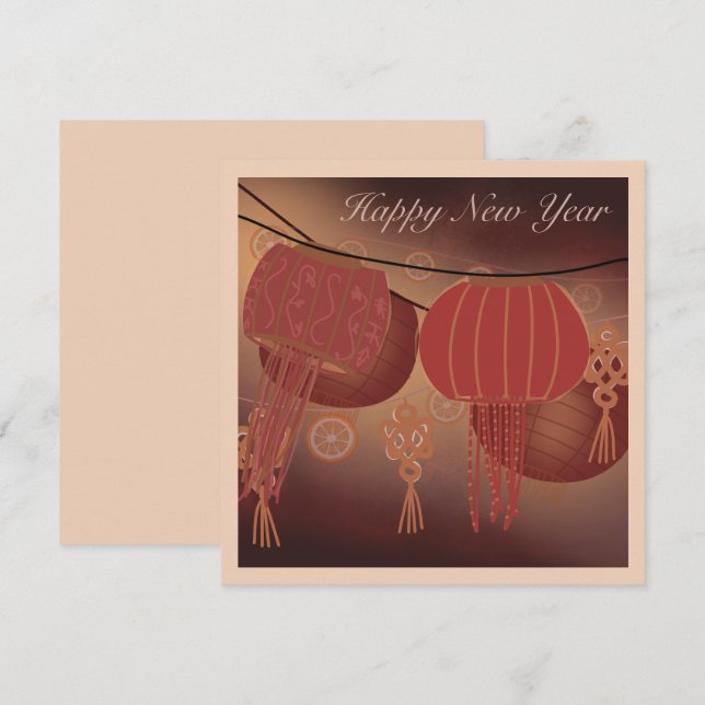Cartes Pour Fêtes Annuelles Nouvel an lunaire chinois chanceux (Devant / Derrière)