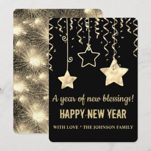 Cartes Pour Fêtes Annuelles Nouvel An Noir Et Or Moderne