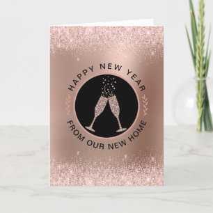 Cartes Pour Fêtes Annuelles Nouvel An Nouveau Rose Accueil Changement d'adress