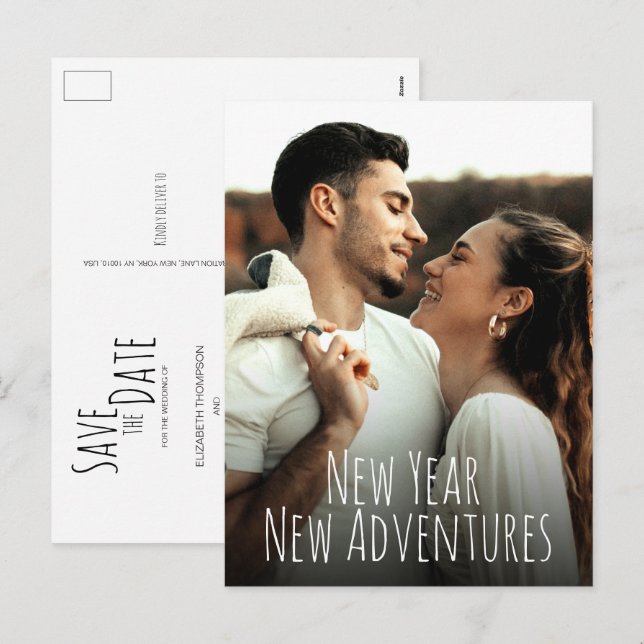 Cartes Pour Fêtes Annuelles Nouvel an Nouvelles aventures Enregistrer la date  (Devant / Derrière)