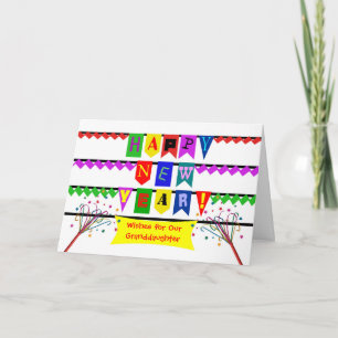 Cartes Pour Fêtes Annuelles Nouvel An Personnalisé pour Petite-Fille, drapeaux