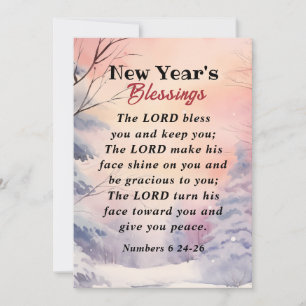 Cartes Pour Fêtes Annuelles Nouvel An Seigneur vous bénisse Bible Verse Scène 