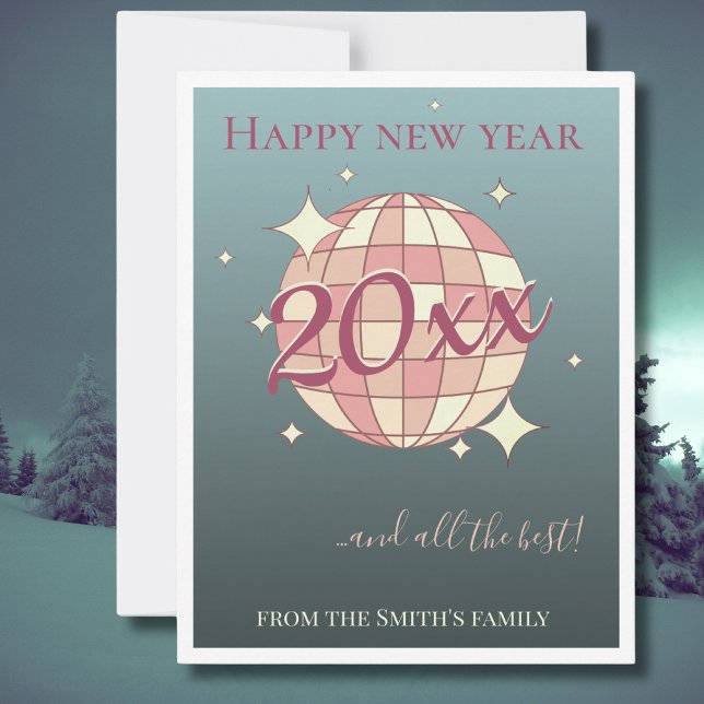 Cartes Pour Fêtes Annuelles Nouvel an veille 2026 bleu rétro salutation (Créateur téléchargé)