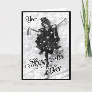 Cartes Pour Fêtes Annuelles Nouvel An Vintage Jour du Nouvel An Rétro Personna
