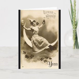 Cartes Pour Fêtes Annuelles Nouvel An Vintage Jour du Nouvel An Rétro Personna