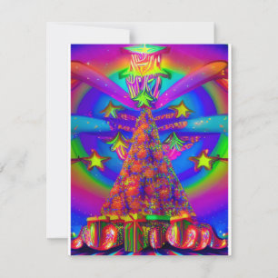 Cartes Pour Fêtes Annuelles Nouvel arbre de Noël brillant psychédélique abstra