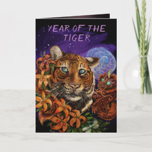 Cartes Pour Fêtes Annuelles Nouvel Art de l'Année Chinoise du Tigre 2022