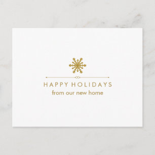 Cartes Pour Fêtes Annuelles Nouvelle adresse à Noël Glam Gold Snowflake
