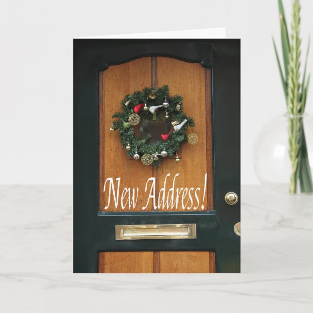 Cartes Pour Fêtes Annuelles Nouvelle adresse de couronne de Noël classique (Devant)