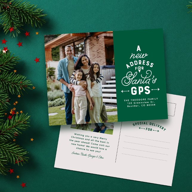 Cartes Pour Fêtes Annuelles Nouvelle adresse deux photo vert Noël (Créateur téléchargé)