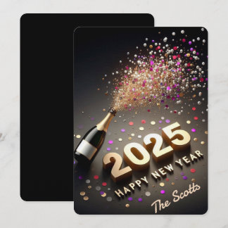 Cartes Pour Fêtes Annuelles Nouvelle année 2025 Or & Noir