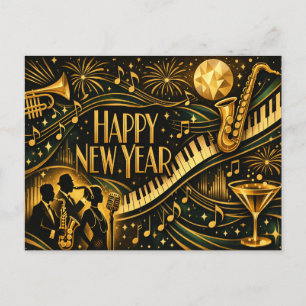 Cartes Pour Fêtes Annuelles Nouvelle Année Art Déco Jazz Or Glamour