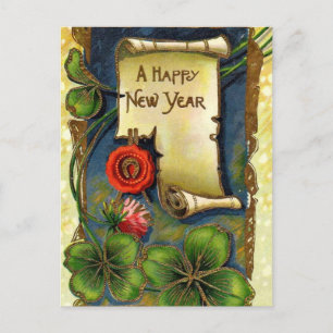Cartes Pour Fêtes Annuelles Nouvelle année avec le trèfle de quatre feuilles