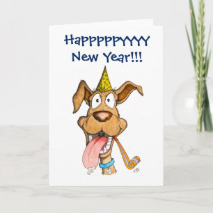 Cartes Pour Fêtes Annuelles Nouvelle année : Chien (boom de boom)