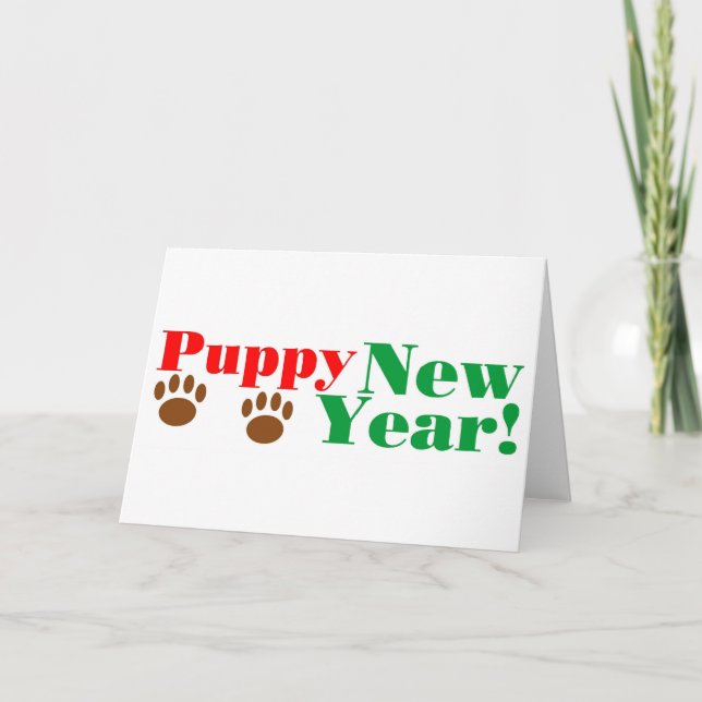 Cartes Pour Fêtes Annuelles Nouvelle année de chiot ! (Devant)