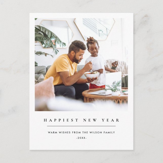 CARTES POUR FÊTES ANNUELLES NOUVELLE ANNÉE MODERNE MINIMALE PROPRE PHOTO JOYEU (Devant)