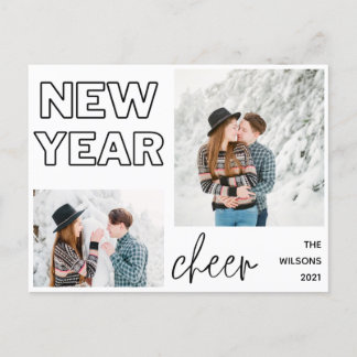 Cartes Pour Fêtes Annuelles nouvelle année, souriante élégante photo multi