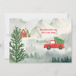 Cartes Pour Fêtes Annuelles Nouvelle maison Camion rouge Aquarelle Appartement