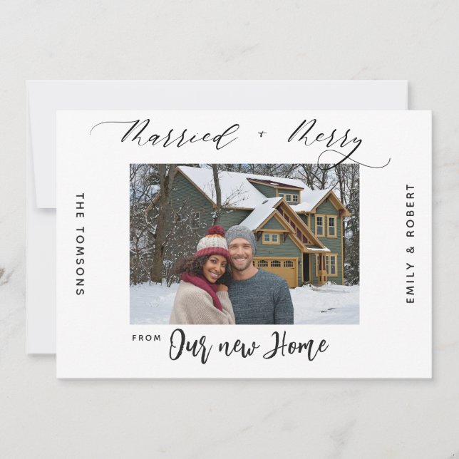 Cartes Pour Fêtes Annuelles Nouvelle Maison Joyeux Mariage Annonce de Déménage (Devant)