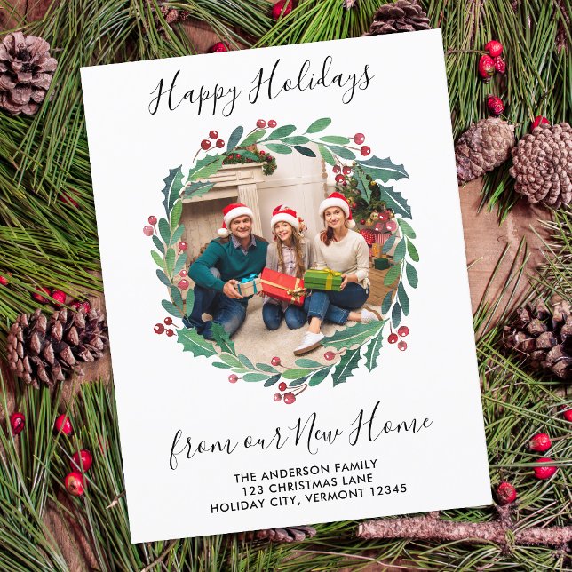 Cartes Pour Fêtes Annuelles Nouvelle Maison Vacances Verdure Wreath Photo Démé (Créateur téléchargé)