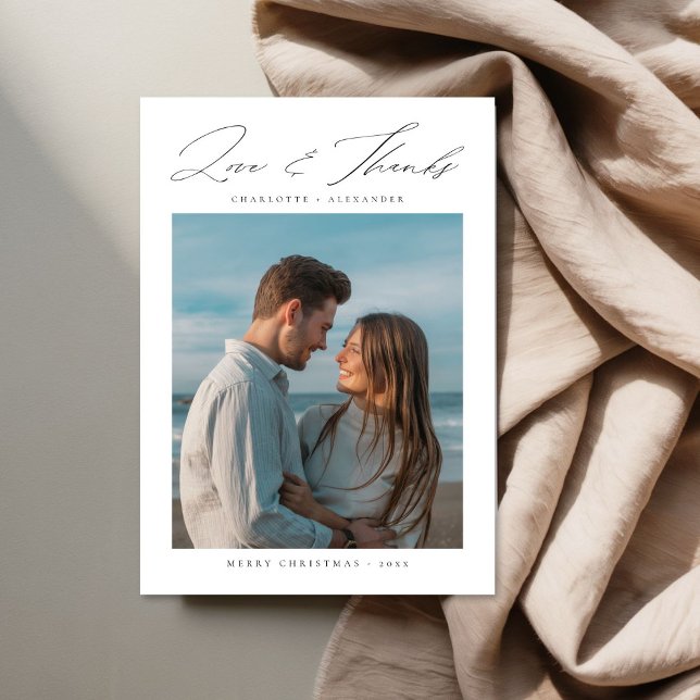 Cartes Pour Fêtes Annuelles Nouvelle mariée Amour et Merci Beach Photo Noël (Créateur téléchargé)