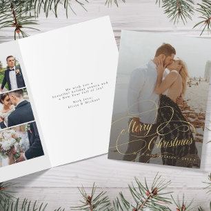 Cartes Pour Fêtes Annuelles Nouvelle mariée élégante Joyeux Noël 6 photo colla