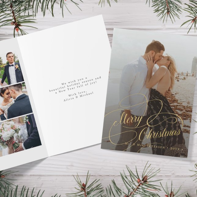 Cartes Pour Fêtes Annuelles Nouvelle mariée élégante Joyeux Noël 6 photo colla (Créateur téléchargé)