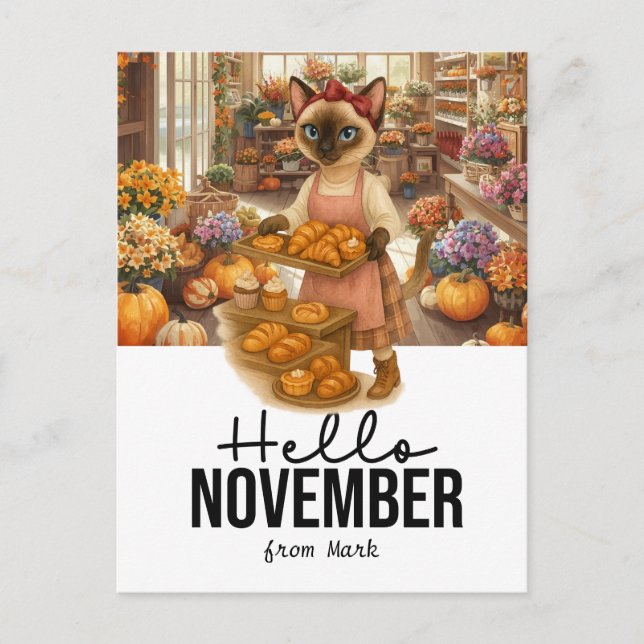 Cartes Pour Fêtes Annuelles Novembre Salutation de la boulangerie Amoureux des (Devant)